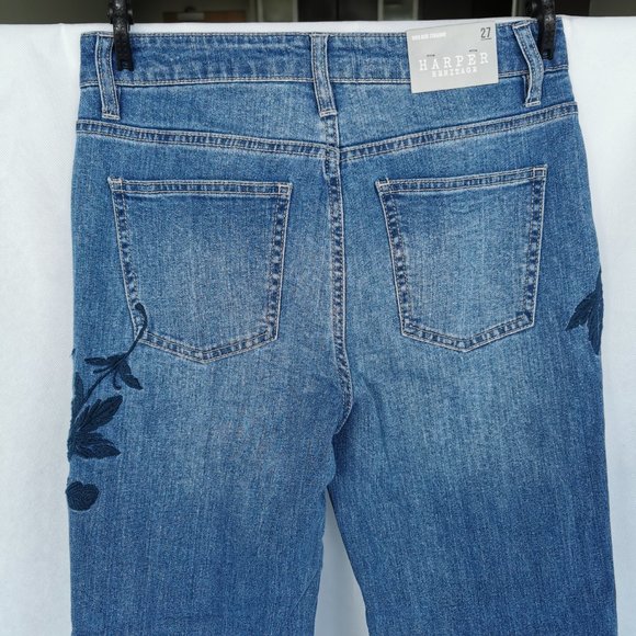 NWT Harper Heritage Floral Embroidered Straight Jeans Sz 27 - Picture 12 of 13